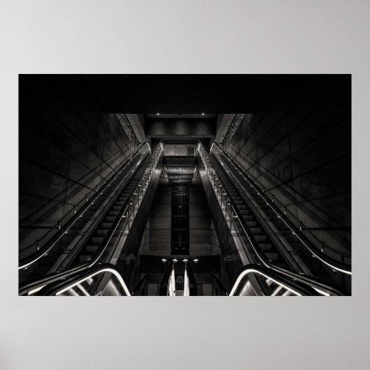 コペンハーゲンサブウェイステーションブラックアンドホワイトファインアート ポスター (正面)