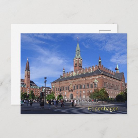 コペンハーゲンシティホールで晴れた夏の日 ポストカード (正面/裏面)