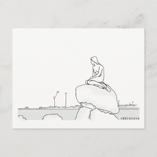 コペンハーゲンデンマークのエレガントで上品なスケッチのノスタルジック ポストカード (正面)