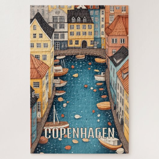 コペンハーゲンデンマークの運河 ジグソーパズル (縦)