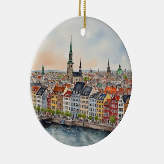 コペンハーゲンデンマークウォーターカラー セラミックオーナメント (右)