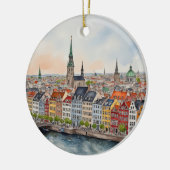 コペンハーゲンデンマークウォーターカラー セラミックオーナメント (左)