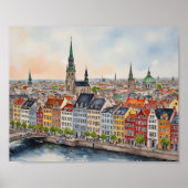 コペンハーゲンデンマークウォーターカラー ポスター (正面)