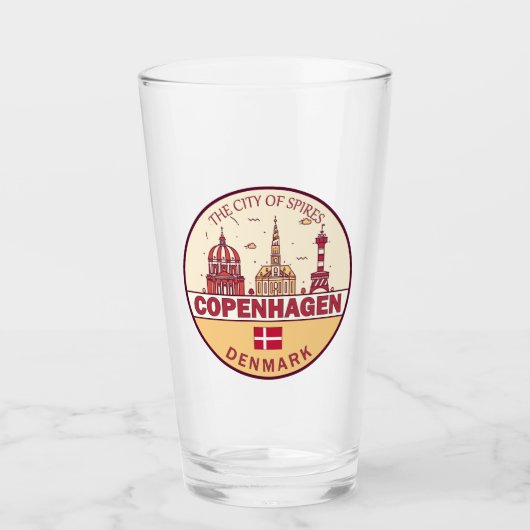 コペンハーゲンデンマークシティスカイラインエンブレム タンブラーグラス (正面)