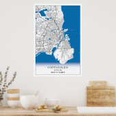コペンハーゲンデンマークシティマップトラベルシンプルミニマル ポスター (キッチン)