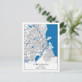 コペンハーゲンデンマークシティマップトラベルシンプルミニマル ポストカード (スタンド正面)