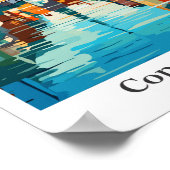 コペンハーゲンデンマークトラベルアートヴィンテージイラストレーション ポスター (角)