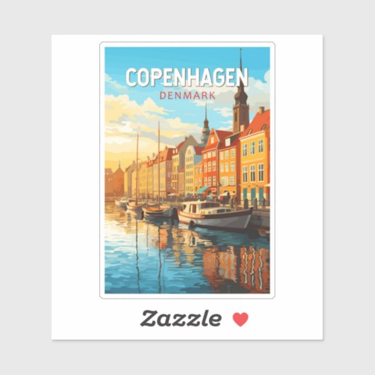 コペンハーゲンデンマークトラベルアートヴィンテージ シール (シート)