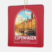 コペンハーゲンデンマークトラベルアートヴィンテージ セラミックオーナメント (左)