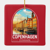 コペンハーゲンデンマークトラベルアートヴィンテージ セラミックオーナメント (裏面)