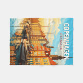 コペンハーゲンデンマークトラベルアートヴィンテージ フリースブランケット (正面(横))