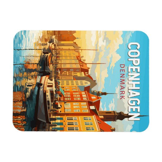 コペンハーゲンデンマークトラベルアートヴィンテージ マグネット (横)