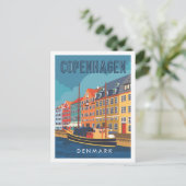 コペンハーゲンデンマークトラベルプレイスイラストレーション ポストカード (スタンド正面)