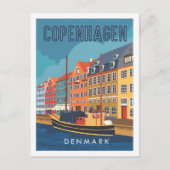 コペンハーゲンデンマークトラベルプレイスイラストレーション ポストカード (正面)