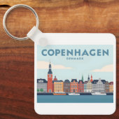 コペンハーゲンデンマークニャブンウォーターフロントパステルトラベル キーホルダー (正面)