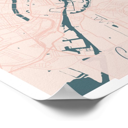 コペンハーゲンデンマークピンクとブルーかわいいスクリプト ポスター (角)