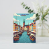 コペンハーゲンデンマークヴィンテージトラベルアートプリントホテル ポストカード (スタンド正面)