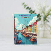 コペンハーゲンデンマークヴィンテージトラベルアートプリントホテル ポストカード (スタンド正面)