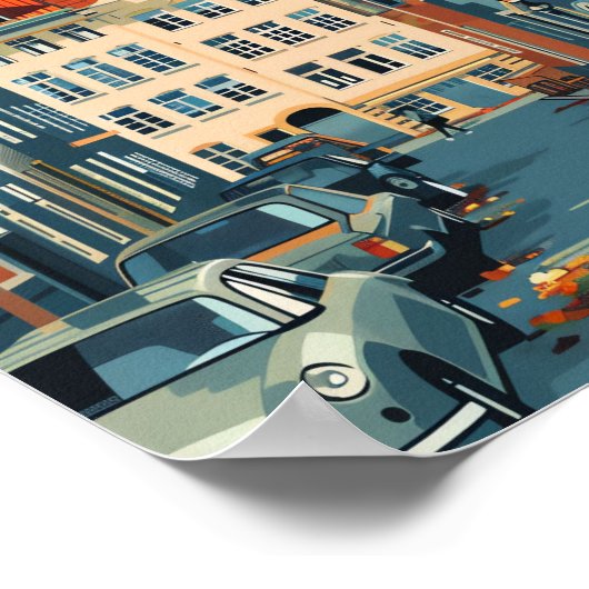 コペンハーゲンデンマークヴィンテージトラベルイラストレーション ポスター (角)