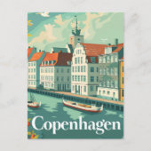 コペンハーゲンデンマークヴィンテージトラベルイラストレーション ポストカード (正面)