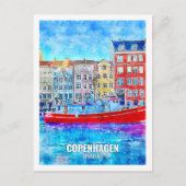 コペンハーゲンデンマーク有名な旅行プレイスウォーターカラー ポストカード (正面)