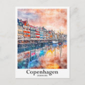 コペンハーゲンデンマーク水彩画スケッチ手描き ポストカード (正面)