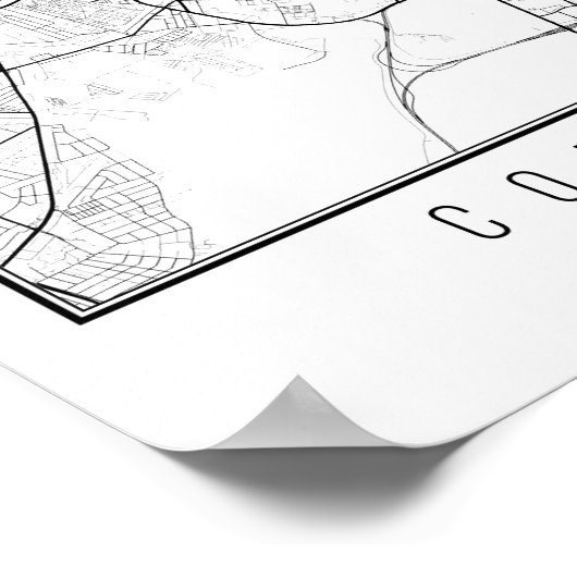 コペンハーゲンデンマーク通りの地図 ポスター (角)