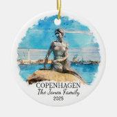コペンハーゲンパーソナライズされたオーナメントデンマークギフト セラミックオーナメント (正面)