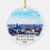 コペンハーゲンパーソナライズされたオーナメントデンマークギフト セラミックオーナメント (正面)