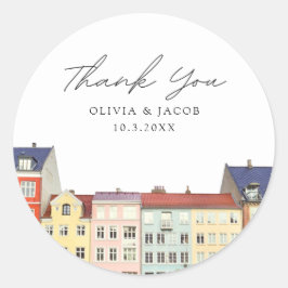 コペンハーゲン結婚式の引き出物風光明媚な写真ありがとう ラウンドシール
