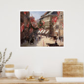 コペンハーゲン・デンマークのヴィンテージ旅行国旗の日 ポスター (キッチン)