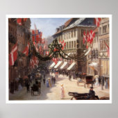 コペンハーゲン・デンマークのヴィンテージ旅行国旗の日 ポスター (正面)