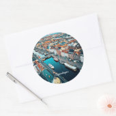 コペンハーゲン、デンマークの景勝地。 ラウンドシール (封筒)