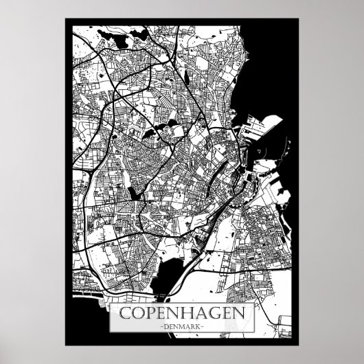 コペンハーゲン デンマーク都市地図 ポスター (正面)