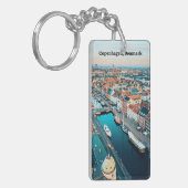コペンハーゲン、デンマーク風光明媚な写真 キーホルダー (正面左)