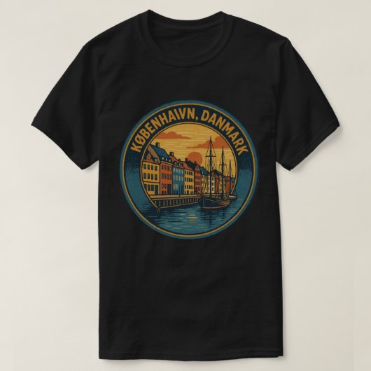 コペンハーゲン ニーハウン港 Tシャツ (デザイン正面)