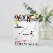 コペンハーゲン・ヴィンテージ旅行ポスター復元 ポストカード (スタンド正面)