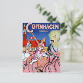 コペンハーゲン・ヴィンテージ旅行ポスター復元 ポストカード (スタンド正面)