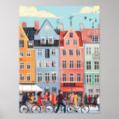 コペンハーゲン 印刷 コペンハーゲン イラスト デンマーク ポスター (正面)