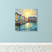 コペンハーゲン Nyhavn港の輝き キャンバスアート (インサイチュ (ウッドフロア))