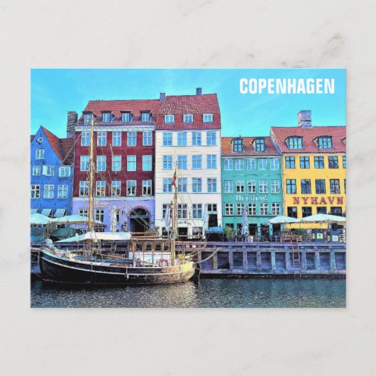 コペンハーゲンDenmark Nyhavn旅行写真 ポストカード (正面)
