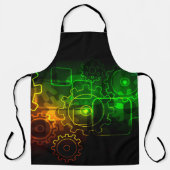 コホイール整備士ブラックネオングリーンオレンジ色の男性 エプロン (正面)