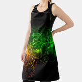 コホイール整備士ブラックネオングリーンオレンジ色の男性 エプロン (インサイチュ)