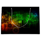 コホイール整備士ブラックネオングリーンオレンジ ラージペーパーバッグ (正面)