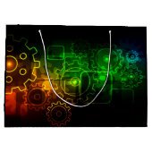 コホイール整備士ブラックネオングリーンオレンジ ラージペーパーバッグ (裏面)