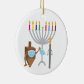 コマとキャンドルの顔マスク セラミックオーナメント (右)