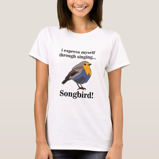 コマドリのさえずる鳥 Tシャツ (正面)