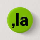 コマラおもしろいブラット黒石灰グリーン 缶バッジ (正面)