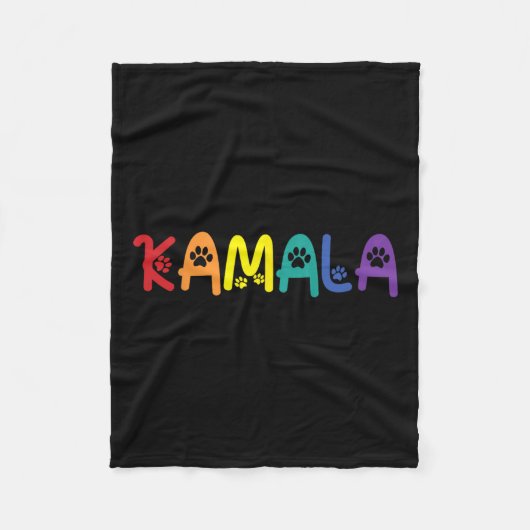 コマラハリスキャッおもしろいトレタリングLGBTレインボーF フリースブランケット (正面)