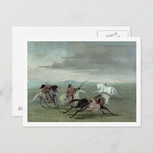 コマンチのフェアズ武術ホーセマシップ， 1834 (油) ポストカード (正面/裏面)